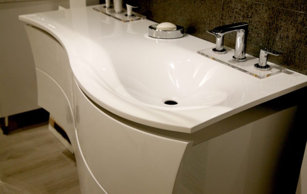 White high gloss modern Vanity and Sink