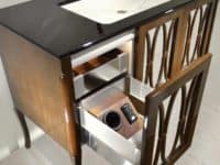 Brown modern wood and steel vanity